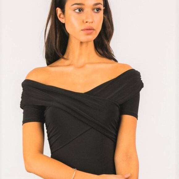 Clearance BLACK OFF THE SHOULDER BODYSUIT - Picture 2 of 6